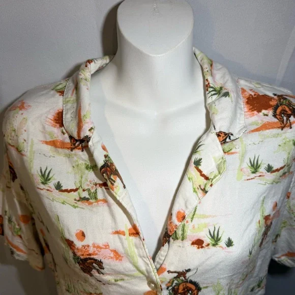 Wrangler Western Desert Cowboy Print Button Up Shirt Size M - Picture 2 of 8